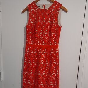 Red Sheath Midi Dress Sleeveless Scoop Neck